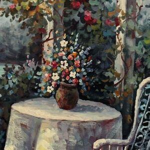 Floral Vase Oil Art Paint in Multicolor